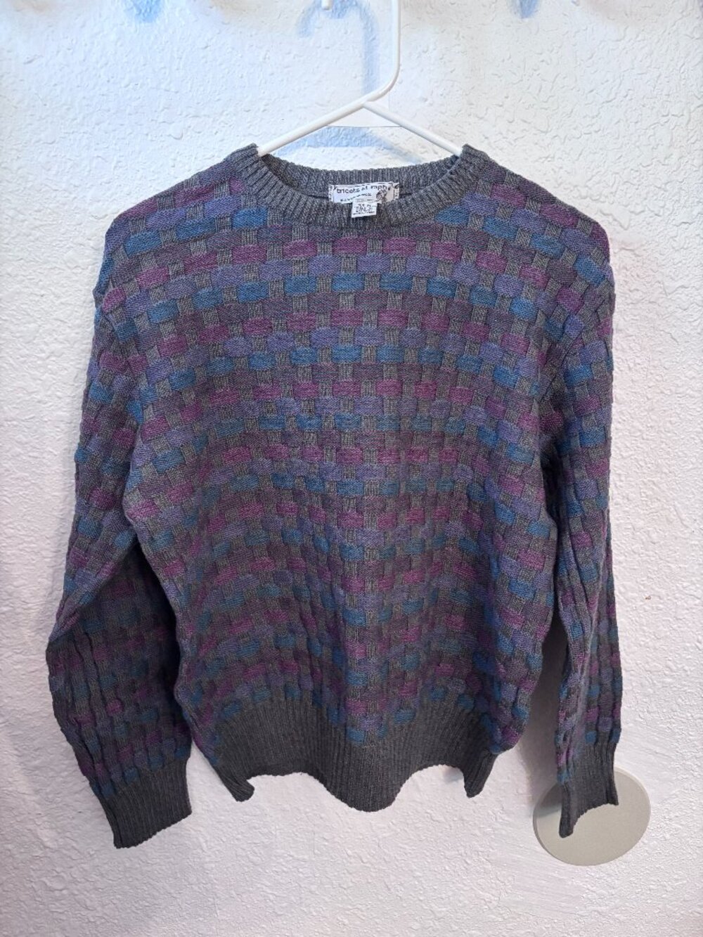 Tricots St Raphael Women's Geometric Wool Sweater S Vintage Grandpa Preppy Warm